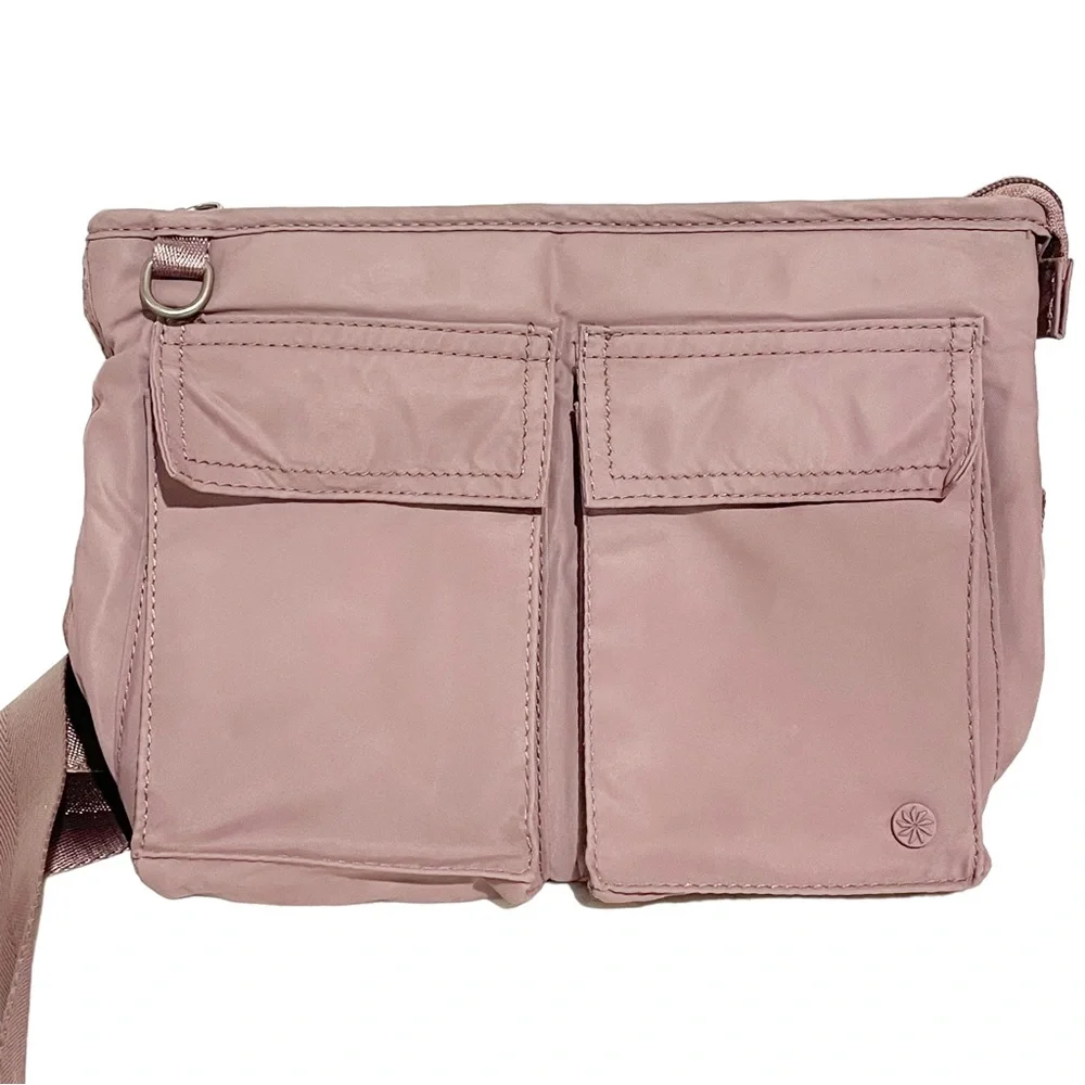 Athleta Crossbody Bag Mauve Purple Nylon Handbag Travel Womens Purse